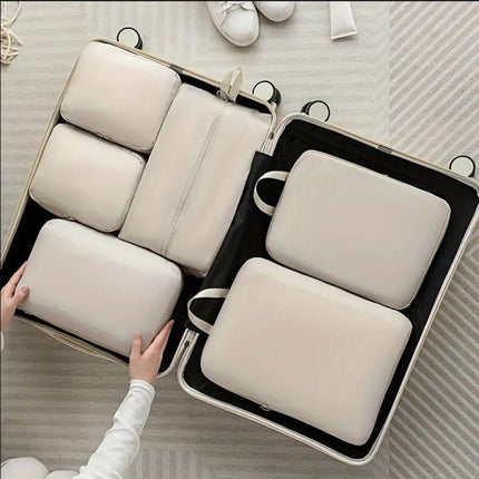 6-Piece Waterproof Travel Storage Bags Organizer for Suitcase, Gray, Compatible with Travel and Vacation.