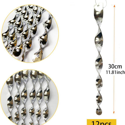 30-Pack Silver Bird Repellent Spiral Scarecrow, UV Resistant for Garden and Terrace, 30 cm.