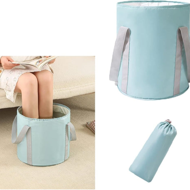 Foldable Foot Bath Tub 30x36cm, Blue, Portable for Home Travel Camping Spa Care, with Non-Slip Design.