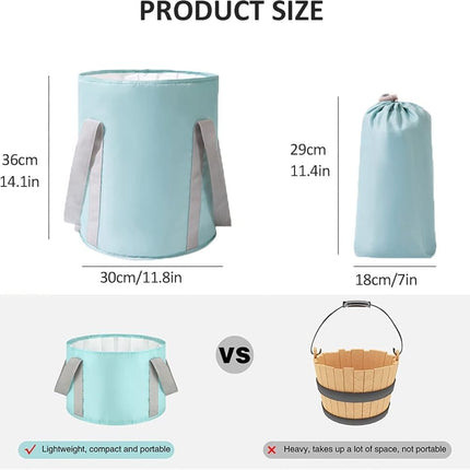 Foldable Foot Bath Tub 30x36cm, Blue, Portable for Home Travel Camping Spa Care, with Non-Slip Design.