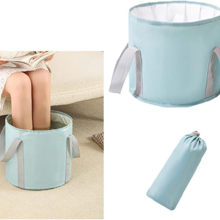 Foldable Foot Bath Tub Blue, Portable for Home Travel Camping Spa Care, 30x20cm.