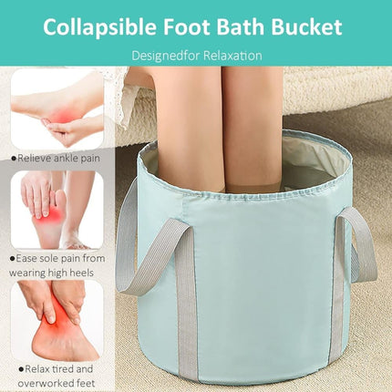 Foldable Foot Bath Tub Blue, Portable for Home Travel Camping Spa Care, 30x20cm.