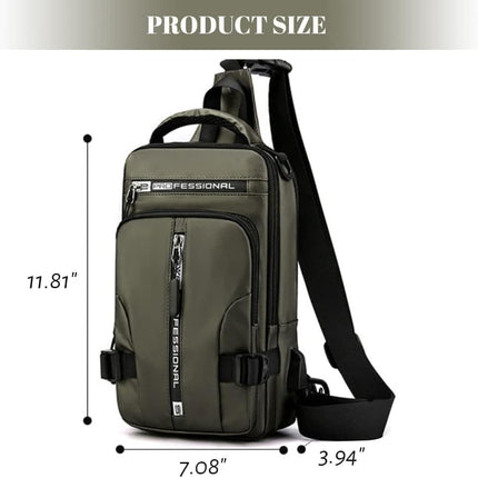 Men's Water Resistant Shoulder Bag with USB Charging Port, Cross Body Bag for Men and Women, Black.