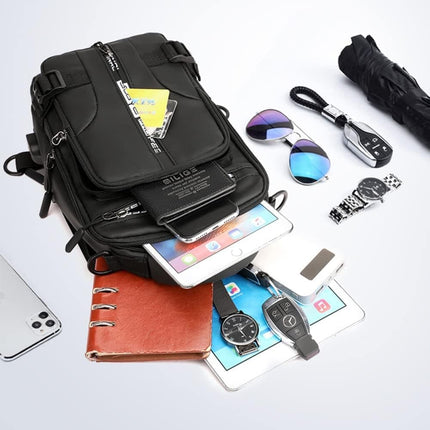 Men's Water Resistant Shoulder Bag with USB Charging Port, Cross Body Bag for Men and Women, Black.
