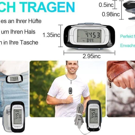 3D Pedometer with Large Easy-to-Read Display, Steps Distance Calories Tracking, No App Needed, 9 Month Battery Life for Elderly and Exercise Tracking.
