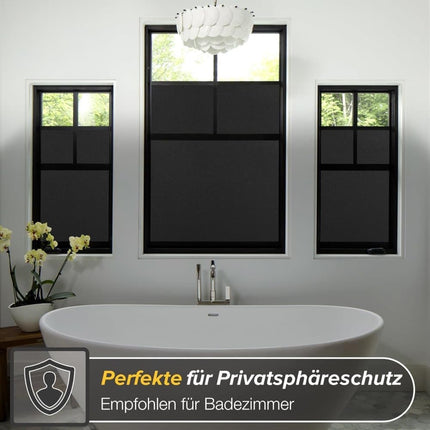 Black Frosted Self-Adhesive Window Film for Privacy and UV Protection, Opaque for Bathrooms and Offices, 45cmx2m.