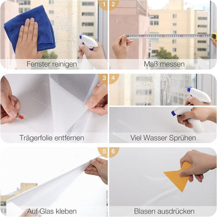 Frosted self-adhesive window film for privacy and UV protection, opaque, for offices and bathrooms, 45cmx2m.