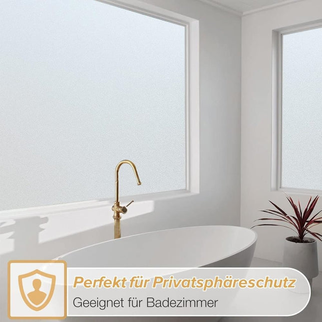 Opaque Frosted Window Film for Privacy, Self-Adhesive UV Protection Film for Bathrooms and Offices, 60cm x 3m, Transparent.