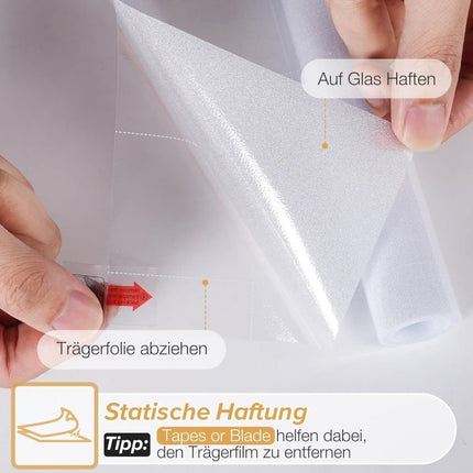Opaque Frosted Window Film for Privacy, Self-Adhesive UV Protection Film for Bathrooms and Offices, 60cm x 3m, Transparent.