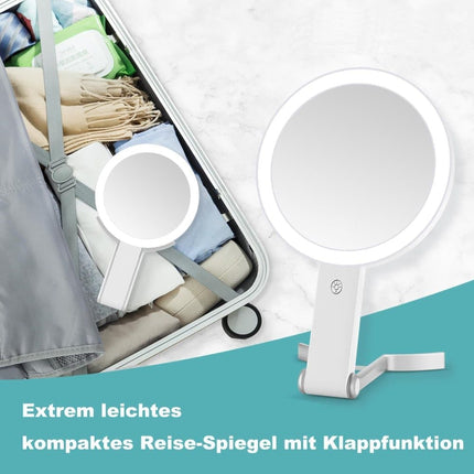 5X/1X LED Makeup Mirror with Adjustable Lighting, Double-Sided Magnifying Mirror for Makeup and Skincare.