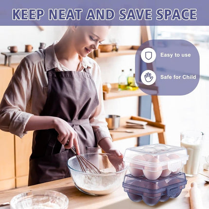 6-Compartment Egg Storage, Portable Transparent PP Material for Refrigerator Picnics Hiking, Purple.