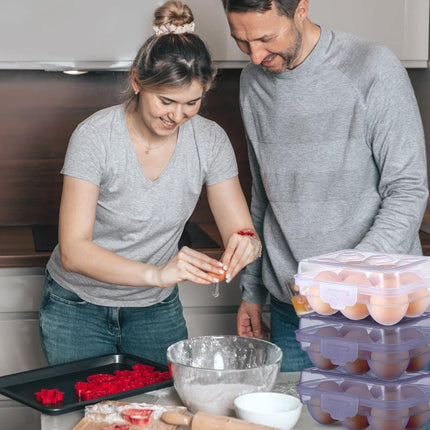 6-Compartment Egg Storage, White Portable Transparent PP Egg Holder for Refrigerator Picnics Hiking, 6 eggs.