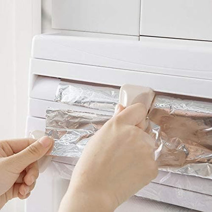 Multifunctional Foil Cutter Wall Holder for Plastic and Aluminum Foil with Kitchen Paper, 39x10x24cm, White.