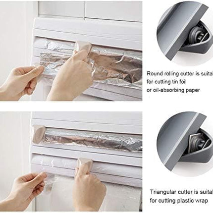 Multifunctional Foil Cutter Wall Holder for Plastic and Aluminum Foil with Kitchen Paper, 39x10x24cm, White.