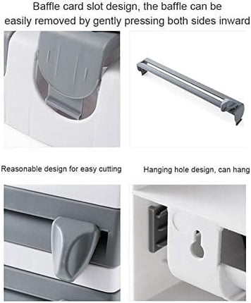 Multifunctional Foil Cutter Wall Holder for Plastic and Aluminum Foil with Kitchen Paper, 39x10x24cm, White.