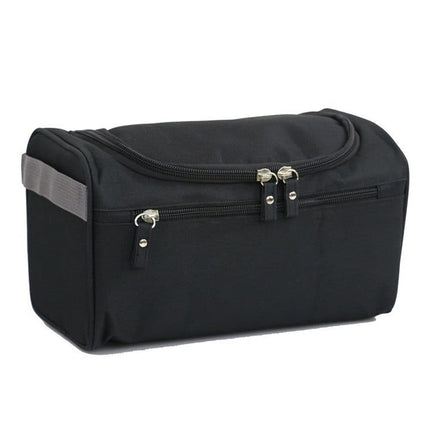 Waterproof makeup bag with 3 compartments and handle, hanging toiletry bag for men and women, Black.