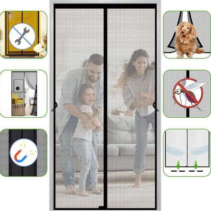 Magnetic insect screen door 80x210cm, automatic closing, durable scratch-resistant, breathable quiet, for insect mosquito protection.