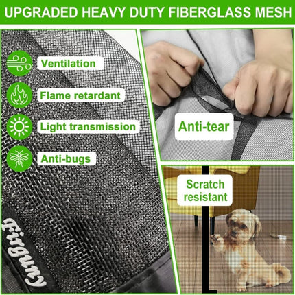 Magnetic insect screen door, automatic closing, durable and scratch-resistant, breathable for insect and mosquito protection, 110x210cm.