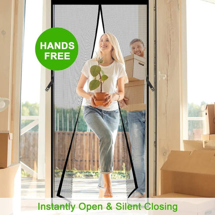 Magnetic insect screen door, automatic closing, durable and scratch-resistant, breathable for insect and mosquito protection, 110x210cm.