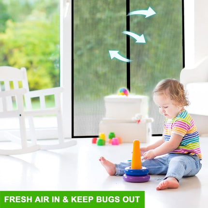 Magnetic insect screen door, automatic closing, durable and scratch-resistant, breathable for insect and mosquito protection, 110x210cm.