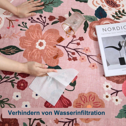 Non-Slip Bohemian Floral Doormat Absorbent Dirt-Resistant Machine Washable for Bathroom Hallway and Kitchen, 40x60cm, Pink.