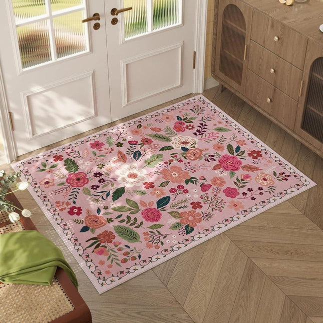 Bohemian Floral Doormat Non-slip Absorbent Dirt-Resistant Machine Washable, 18x30 inches.