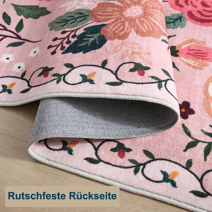 Bohemian Floral Doormat Non-slip Absorbent Dirt-Resistant Machine Washable, 18x30 inches.