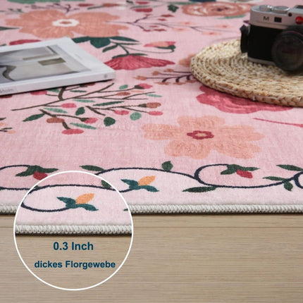 Bohemian Floral Doormat Non-slip Absorbent Dirt-Resistant Machine Washable, 18x30 inches.