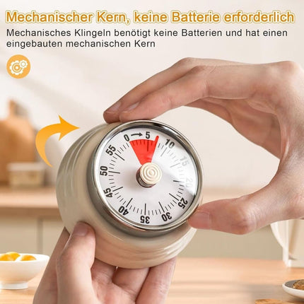 60 Minute Mechanical Kitchen Timer with Magnet, Stainless Steel Black, 3.6 x 7.3cm.