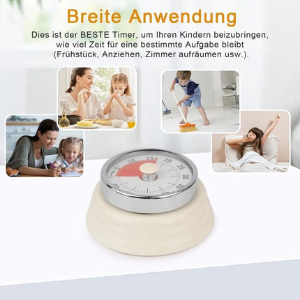 60 Minute Mechanical Kitchen Timer with Magnet, Light Purple, 3.6 x 7.3cm.