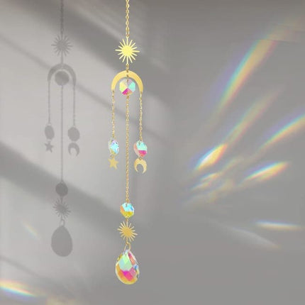 6 inches rainbow refractive prism suncatcher, with crystal decoration, , 6 inches.