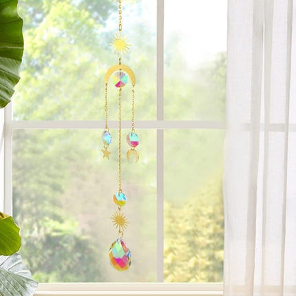 6 inches rainbow refractive prism suncatcher, with crystal decoration, , 6 inches.