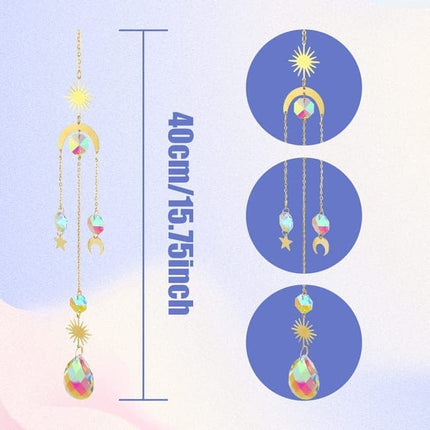 6 inches rainbow refractive prism suncatcher, with crystal decoration, , 6 inches.