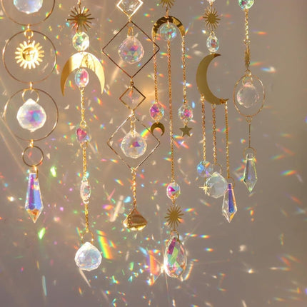 6 inches rainbow refractive prism suncatcher, crystal sun reflecting decoration, , 6 inches.