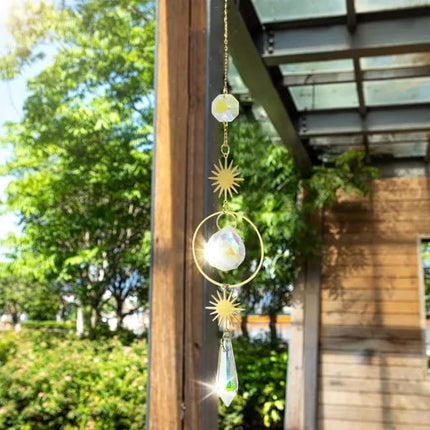 6 inches rainbow refractive prism suncatcher, crystal sun reflecting decoration, , 6 inches.