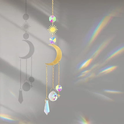 6 inches rainbow refractive prism suncatcher, crystal sun reflecting decoration, , 6 inches.