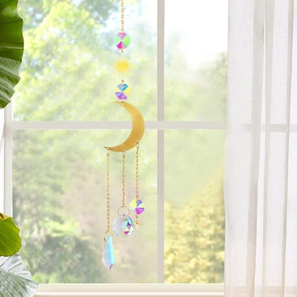 6 inches rainbow refractive prism suncatcher, crystal sun reflecting decoration, , 6 inches.