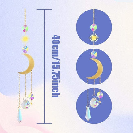 6 inches rainbow refractive prism suncatcher, crystal sun reflecting decoration, , 6 inches.