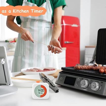 60 Minutes Digital 3-in-1 Timer with Clock and Alarm, White.