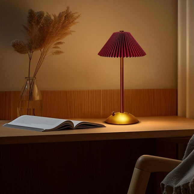 Portable LED Table Lamp with 3 Brightness Levels, USB Desk Lamp for Bedside Desk Dining Table, Red.