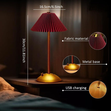 Portable LED Table Lamp with 3 Brightness Levels, USB Desk Lamp for Bedside Desk Dining Table, Red.