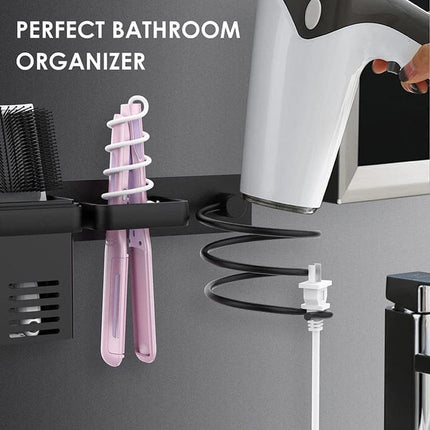 1 Pack Wall Mounted Hair Dryer Holder Shower Shelf Bathroom Storage Shelf, Aluminum.