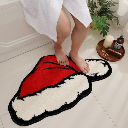 Christmas Santa Claus Bath Mat, Soft Non-Slip Absorbent, Machine Washable, for Living Room and Bathroom.