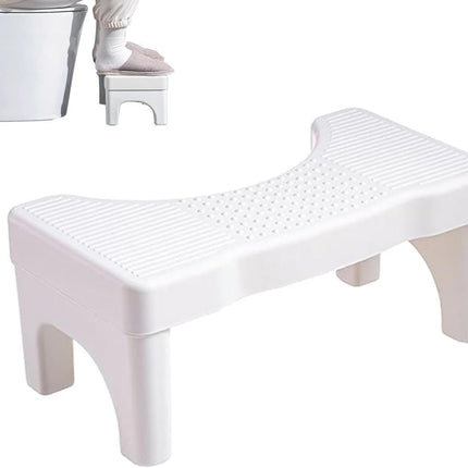 Non-Slip Toilet Stool, White, 40 x 21 cm, Wide Stomach Squatting Step for Bathroom.