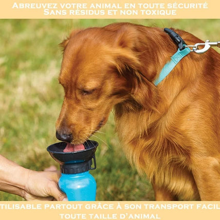 Portable Dog Water Bottle with Bowl, 500ml, Brown, Compatible with Dogs.