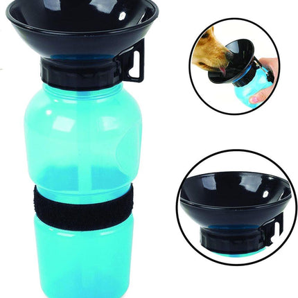 Portable Dog Water Bottle with Bowl, 500ml, Brown, Compatible with Dogs.