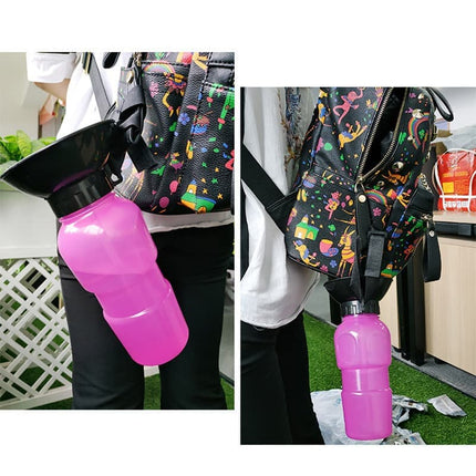 Portable Dog Water Bottle with Bowl, 500ml, Brown, Compatible with Dogs.