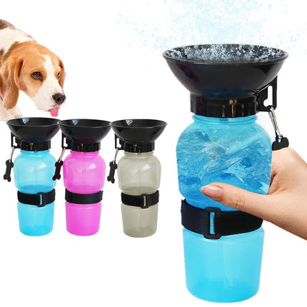 Portable Dog Water Bottle with Bowl, 500ml, Brown, Compatible with Dogs.