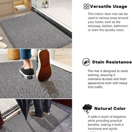 60x90cm Jute Doormat for Indoor Outdoor Use Non Slip Dust Resistant Quick Absorbing, Gray.