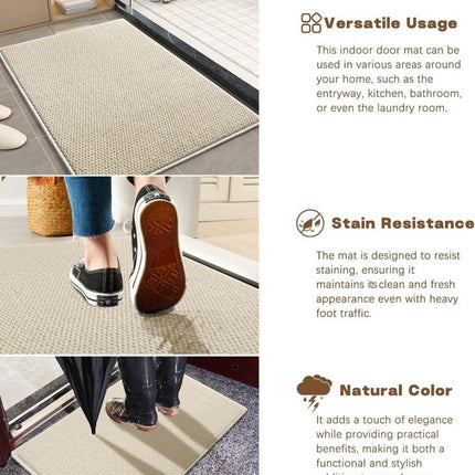Non-Slip Jute Doormat for Indoor and Outdoor Use Dust-Resistant Quick-Absorbing Welcome Mat, 60x90cm.